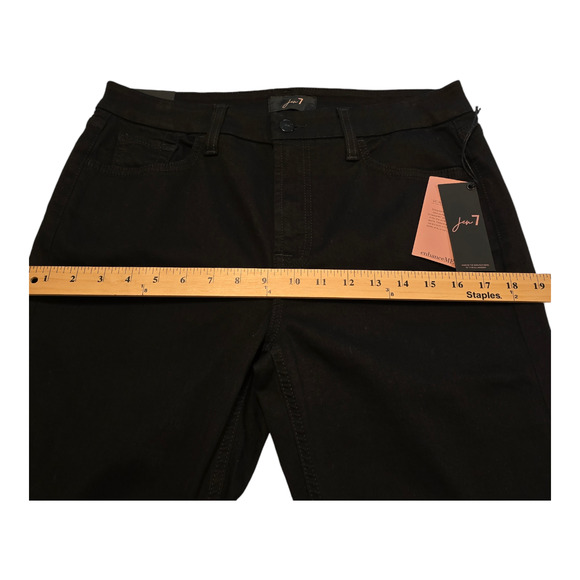 Jen 7 by 7 For All Mankind Jeans Size 10 Black Petite Slim Straight Raw Hem Goth - Picture 14 of 16